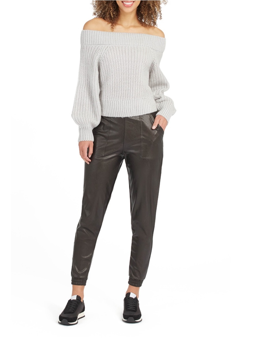 Spanx Black Leather-Like Joggers SZ S